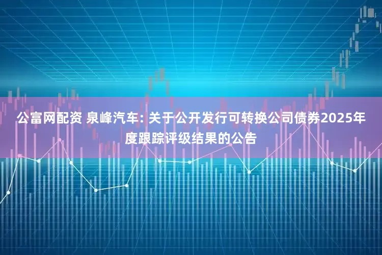 公富网配资 泉峰汽车: 关于公开发行可转换公司债券2025年度跟踪评级结果的公告