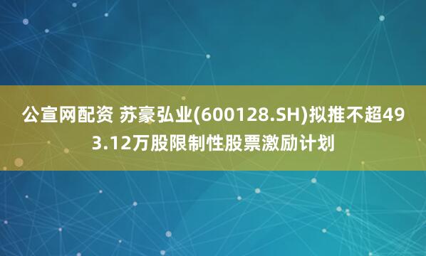 公宣网配资 苏豪弘业(600128.SH)拟推不超493.12万股限制性股票激励计划